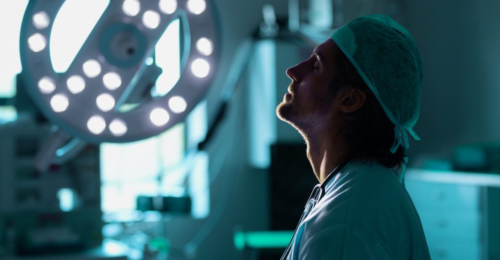 A tired surgeon in the emergency room
