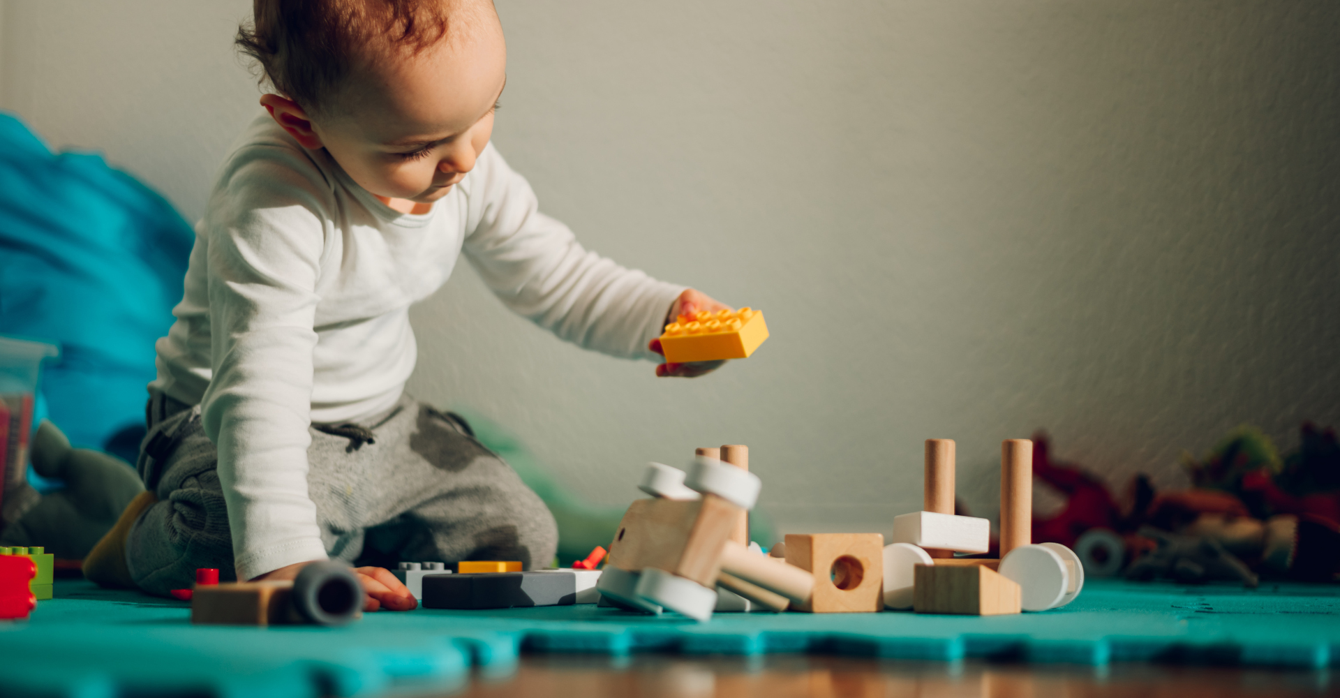 A child playing with bricks