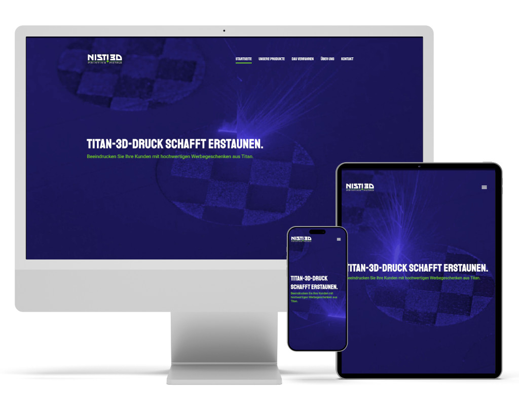 Mockup of the website NISTI 3D on different screens
